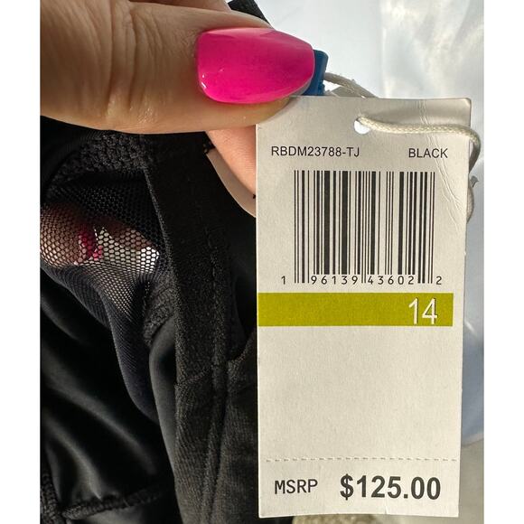 Bleu Rod Beattie Black One-Shoulder Mesh Panel One Piece Swimsuit Size 14 New - Picture 10 of 12